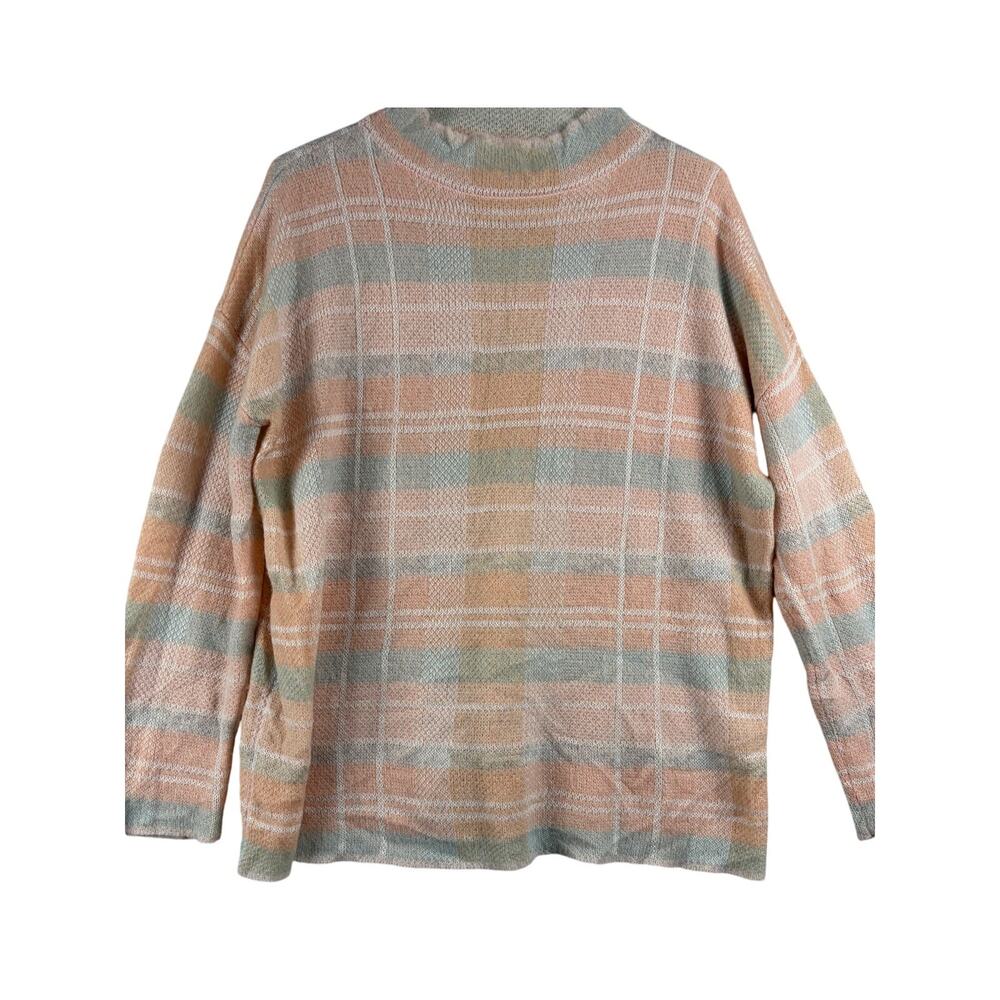 Lou & Grey Pastel Plaid Mock Neck Alpaca Wool Blend Sweater – Size Small